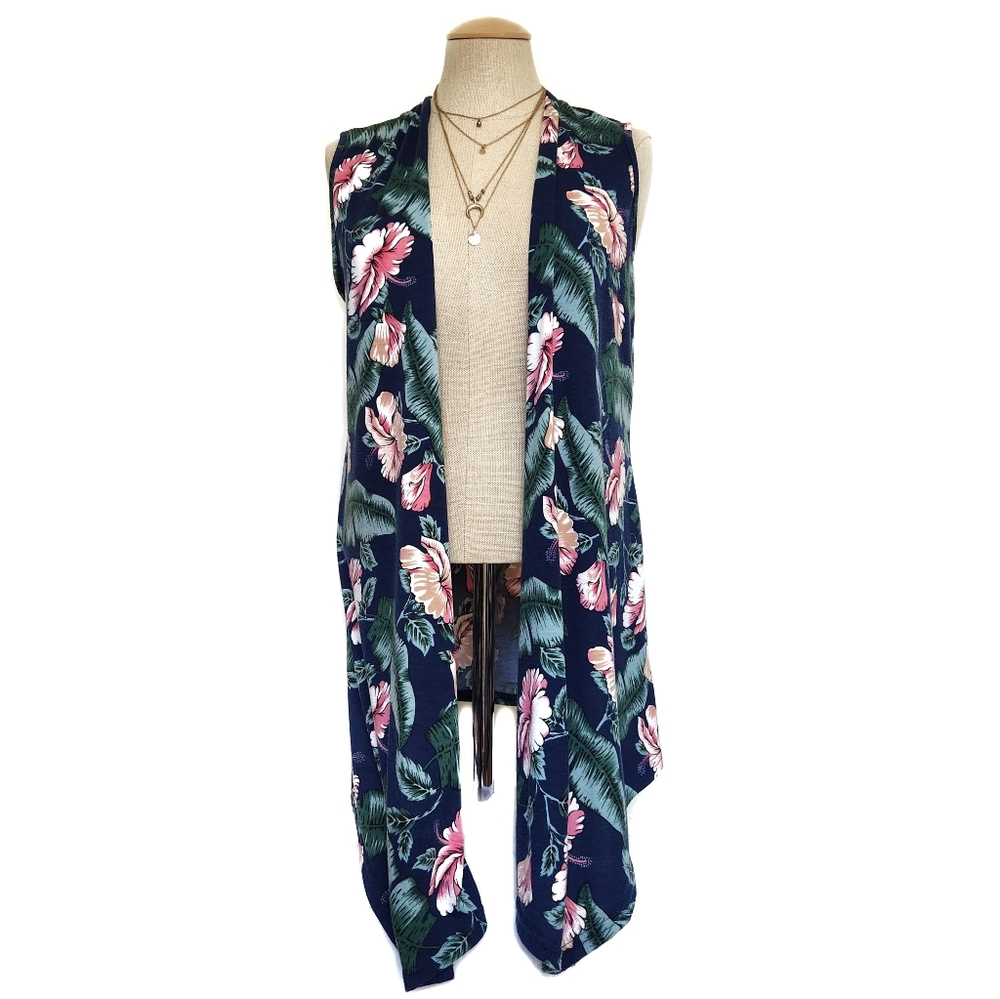 Urban Coco Floral High Low Kimono Vest Small - Picture 1 of 12